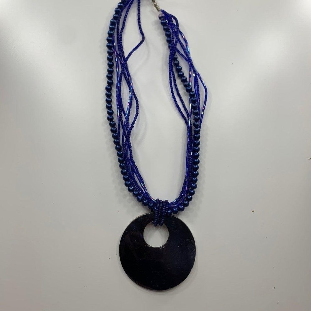 Handmade Blue Seashell Costume Necklace
